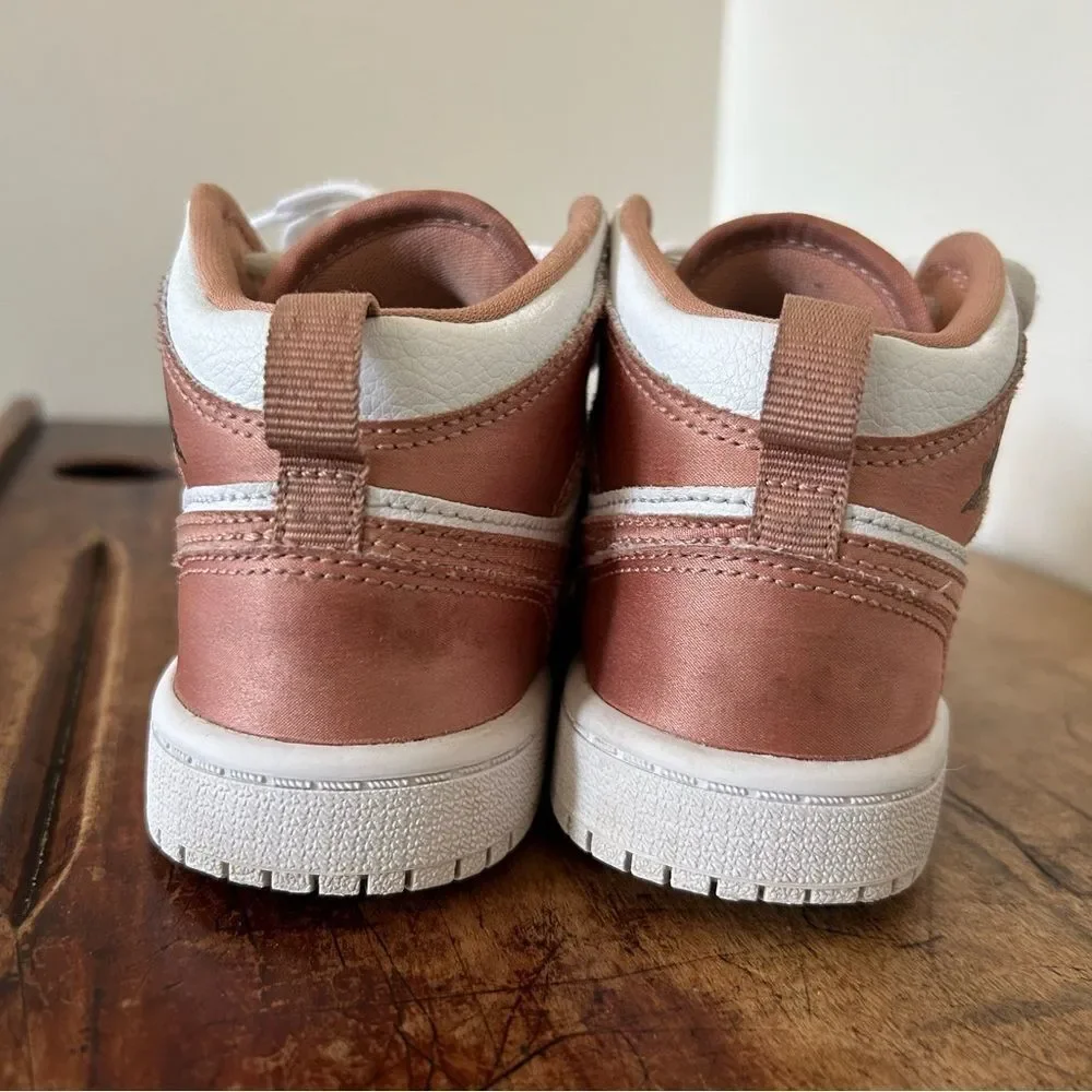 Jordan Nike shoes, girls 9.5, rose gold & white, GUC see pix for blemishes